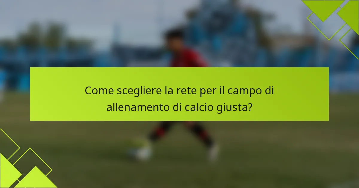 Come scegliere la rete per il campo di allenamento di calcio giusta?