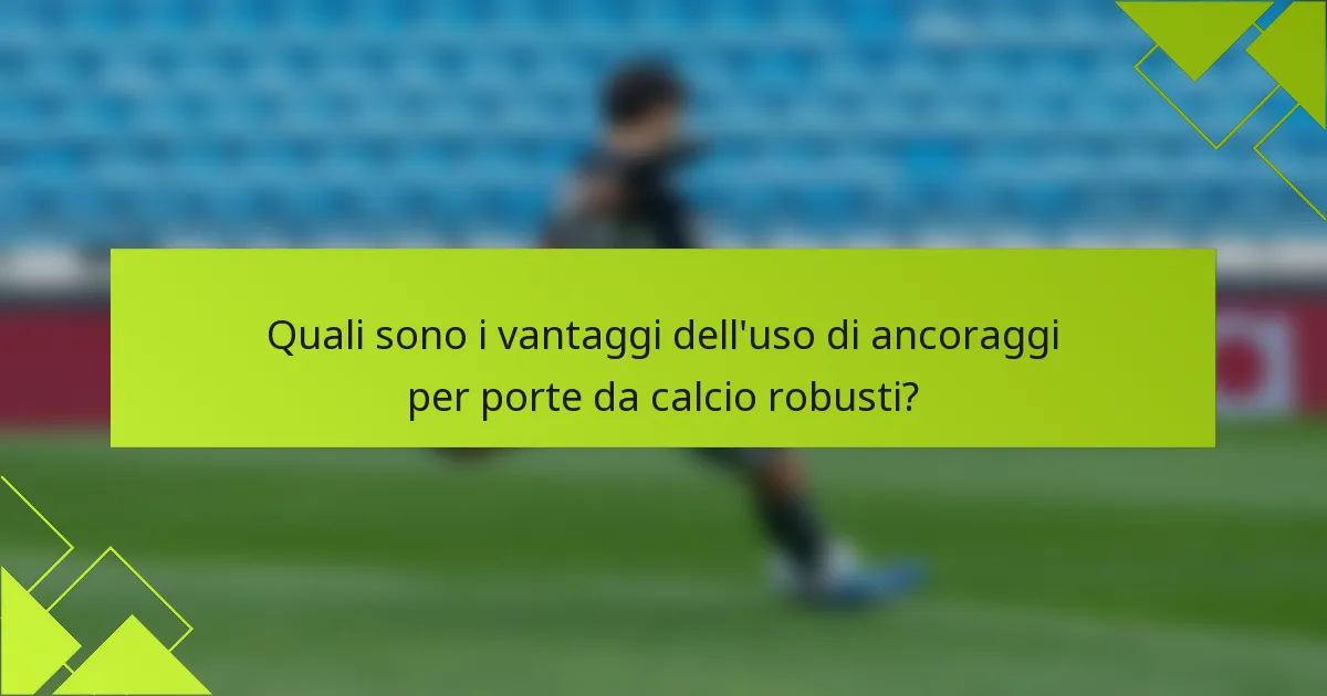 Quali sono i vantaggi dell'uso di ancoraggi per porte da calcio robusti?